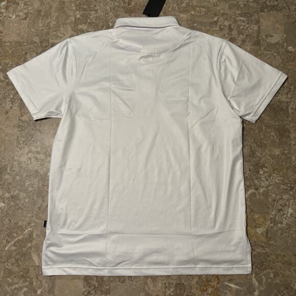 Breezy Polo Shirt Mens Large White Short Sleeve Solid Performance Stretch NEW - Picture 12 of 13